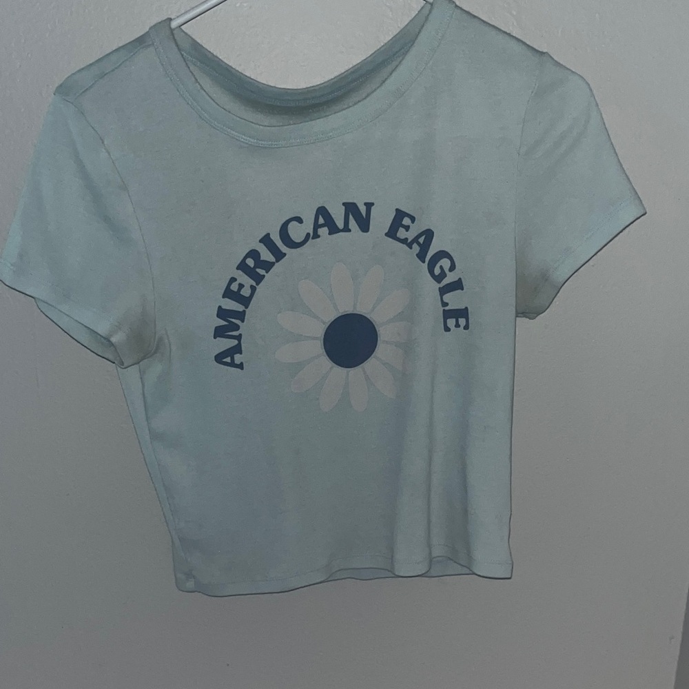 American Eagle Light Blue Baby Tee